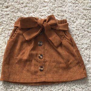 Brown Corduroy Skirt with Button Detail